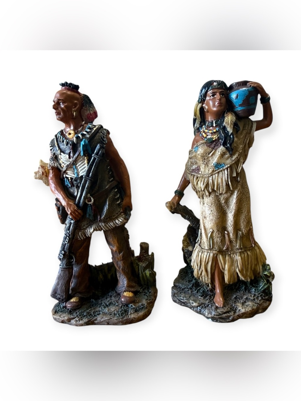 NATIVE AMERICAN Couple Statue 6” Decorative Figurine